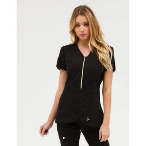 Jaanuu black tulip scrub top